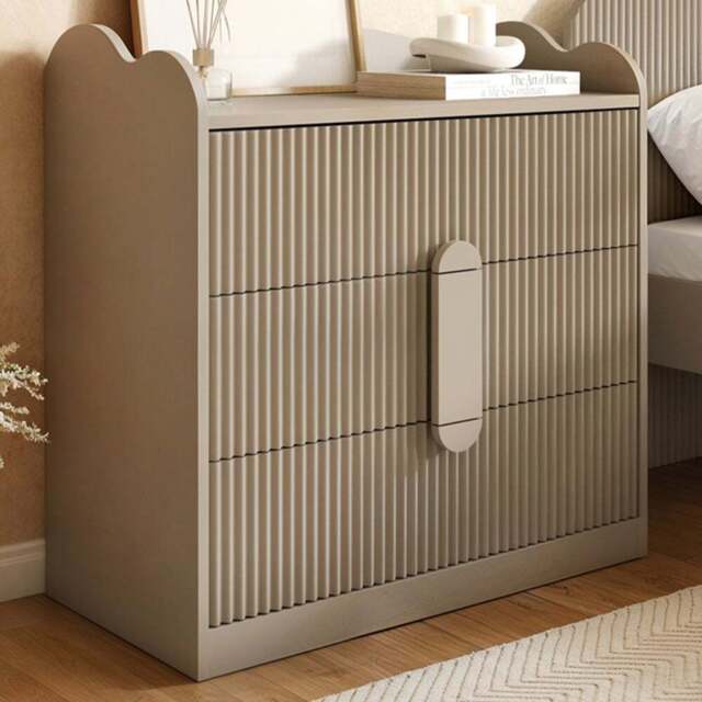 Flair Calista Dark Beige 3 Drawer Ribbed Chest of Drawers - Cream - Wilko - image 1