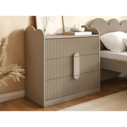 Flair Calista Dark Beige 3 Drawer Ribbed Chest of Drawers - Cream - Wilko - thumbnail 6