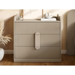 Flair Calista Dark Beige 3 Drawer Ribbed Chest of Drawers - Cream - Wilko - thumbnail 5