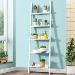 Costway 5 Shelf White Wooden Bookcase - Wilko