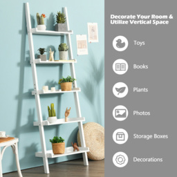 Costway 5 Shelf White Wooden Bookcase - Wilko - thumbnail 6