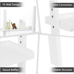 Costway 5 Shelf White Wooden Bookcase - Wilko - thumbnail 7