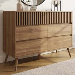 GFW Rowan 6 Drawer Oak Slatted Chest of Drawers - Wilko - thumbnail 1