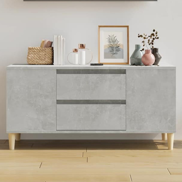 vidaXL 2 Drawer 4 Shelf Concrete Grey TV Cabinet - Size: 50 x 102 x 44.5cm - Wilko - image 1