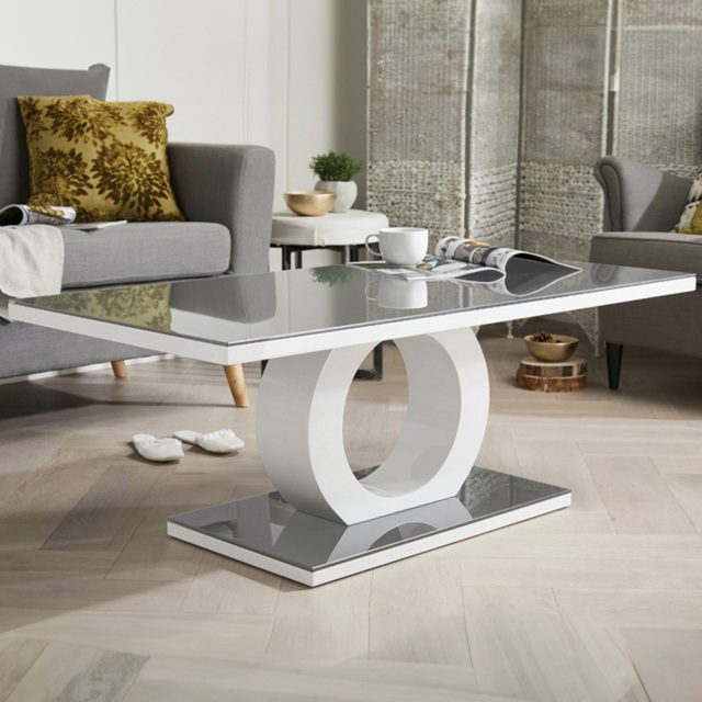 Furniturebox Lucia White Coffee Table - Size: 120 x 60 x 45cm - Grey - Wilko - image 1