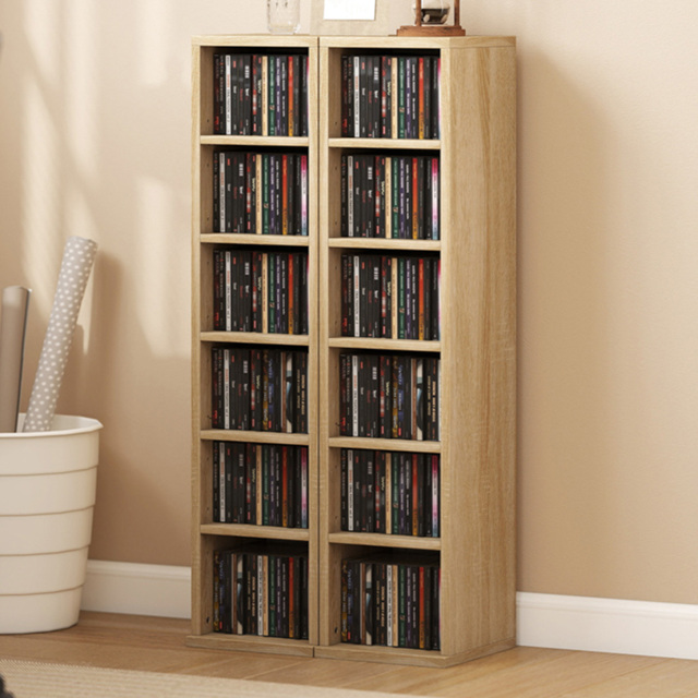 Portland 6 Shelf Oak Adjustable CD Storage Unit Set of 2 - Size: 88.5 x 21 x 22.5cm - Wilko - image 1