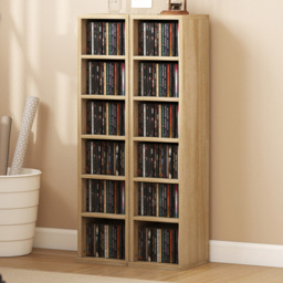 Portland 6 Shelf Oak Adjustable CD Storage Unit Set of 2 - Size: 88.5 x 21 x 22.5cm - Wilko - thumbnail 1