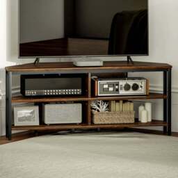 HOMCOM 4 Shelf Rustic Brown TV Unit - Size: 45.0 cm x 36.0 cm x 106.0 cmcm - Wilko