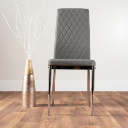 Furniturebox Arona Valera Glass 4 Seater Round Dining Set Chrome and Grey - Wilko - thumbnail 3