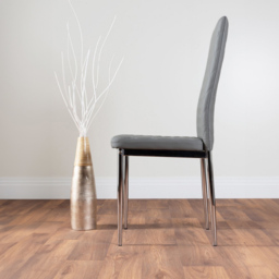 Furniturebox Arona Valera Glass 4 Seater Round Dining Set Chrome and Grey - Wilko - thumbnail 4