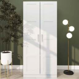 Portland 2 Door White Double Wardrobe with Hanging Rail - Wilko - thumbnail 1