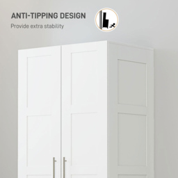 Portland 2 Door White Double Wardrobe with Hanging Rail - Wilko - thumbnail 7