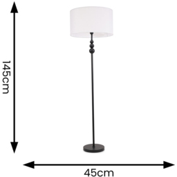 ValueLights Marissa White Shade Black Ball LED Floor Lamp - Size: 145 x 45 x 45cm - Wilko - thumbnail 6