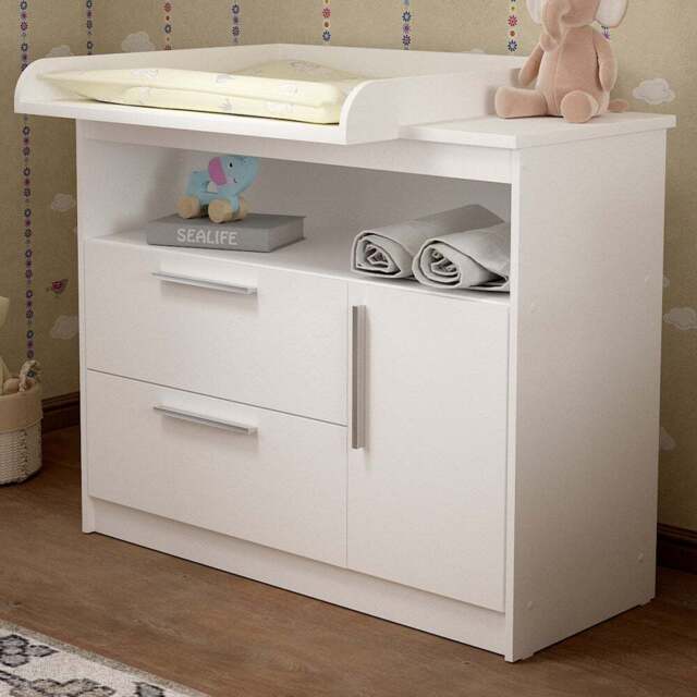Shefa 1150 Single Door 2 Drawer Single Shelf White Kids Changing Unit - Size: 89 x 111 x 75cm - Wilko - image 1