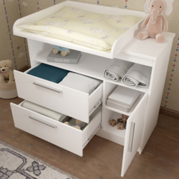 Shefa 1150 Single Door 2 Drawer Single Shelf White Kids Changing Unit - Size: 89 x 111 x 75cm - Wilko - thumbnail 5