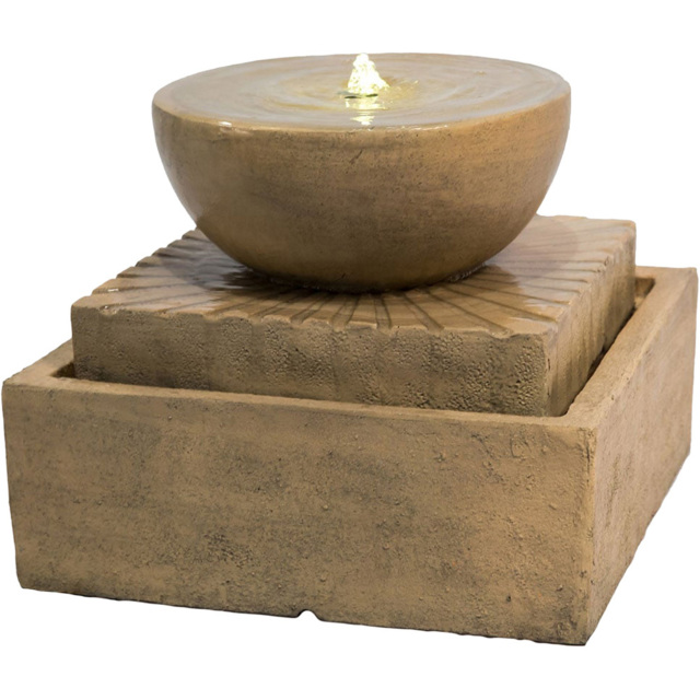 Teamson Home Basin 2-Tier Outdoor Fountain with LED Light - Size: 40.5 x 51.2 x 51.2cm - Brown - Wilko - image 1