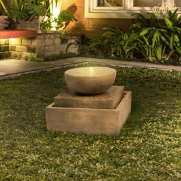 Teamson Home Basin 2-Tier Outdoor Fountain with LED Light - Size: 40.5 x 51.2 x 51.2cm - Brown - Wilko - thumbnail 3