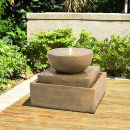 Teamson Home Basin 2-Tier Outdoor Fountain with LED Light - Size: 40.5 x 51.2 x 51.2cm - Brown - Wilko - thumbnail 5