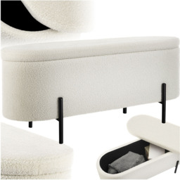 Tectake Lanja 2 Seater Cream Upholstered Storage Bench - Size: 42 x 36 x 97cm - Wilko - thumbnail 3