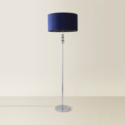 ValueLights Marissa Reni Navy Blue Velvet Shade and Chrome Ball LED Floor Lamp - Size: 145 x 45 x 45cm - Silver - Wilko - thumbnail 6
