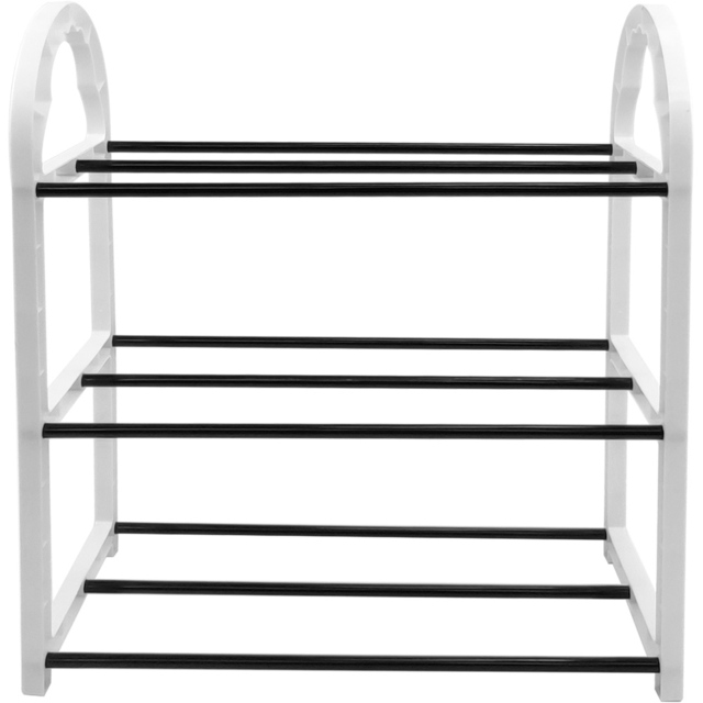 AMOS Eezy 3 Tier White and Black Mini Shoe Rack - Size: 19 x 49 x 48cm - Multi - Wilko - image 1