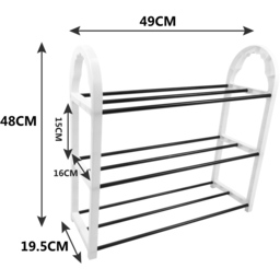 AMOS Eezy 3 Tier White and Black Mini Shoe Rack - Size: 19 x 49 x 48cm - Multi - Wilko - thumbnail 5