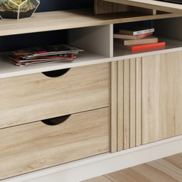 Teknik Office Bridge Sonoma Oak Effect Finish Desk Brown - Size: 95 x 120 x 55cm - Wilko - thumbnail 4