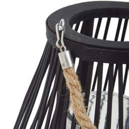 Premier Housewares Lentigo Black Bamboo Lantern Small - Size: 28 x 28 x 38cm - Wilko - thumbnail 4