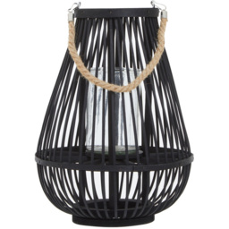 Premier Housewares Lentigo Black Bamboo Lantern Small - Size: 28 x 28 x 38cm - Wilko - thumbnail 3