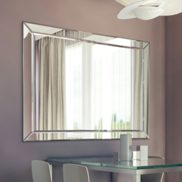 Horsley Modern All Glass Large Wall Mirror 137 x 108cm - Black - MirrorOutlet - Wilko - thumbnail 3