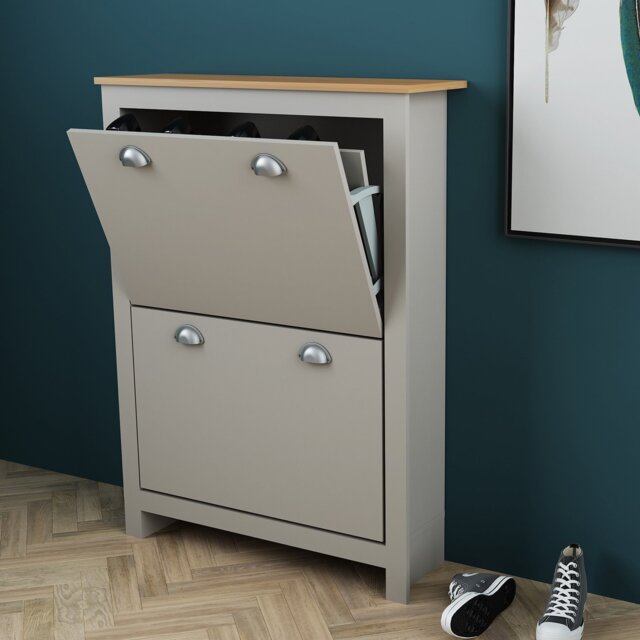 Lexington 2 Compartment Grey Shoe Cabinet - Wilko - image 1