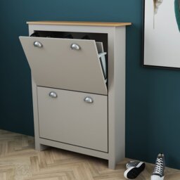 Lexington 2 Compartment Grey Shoe Cabinet - Wilko