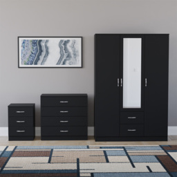 Vida Designs Riano Black 3 Piece Bedroom Furniture Set - Wilko - thumbnail 3