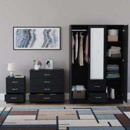 Vida Designs Riano Black 3 Piece Bedroom Furniture Set - Wilko - thumbnail 4