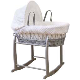 Clair De Lune White Dimple Grey Wicker Moses Basket with Rocking Stand - Size: 68 x 68 x 30cm - Wilko - thumbnail 1