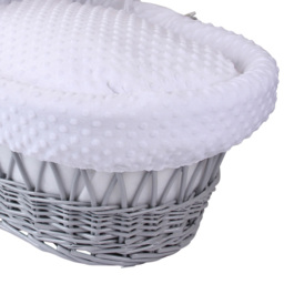 Clair De Lune White Dimple Grey Wicker Moses Basket with Rocking Stand - Size: 68 x 68 x 30cm - Wilko - thumbnail 4