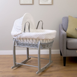 Clair De Lune White Dimple Grey Wicker Moses Basket with Rocking Stand - Size: 68 x 68 x 30cm - Wilko - thumbnail 3
