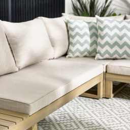 Furniturebox Sardinia 6 Seater Natural Oak Effect Wood Outdoor Sofa Set - Brown - Wilko - thumbnail 5