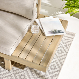 Furniturebox Sardinia 6 Seater Natural Oak Effect Wood Outdoor Sofa Set - Brown - Wilko - thumbnail 6