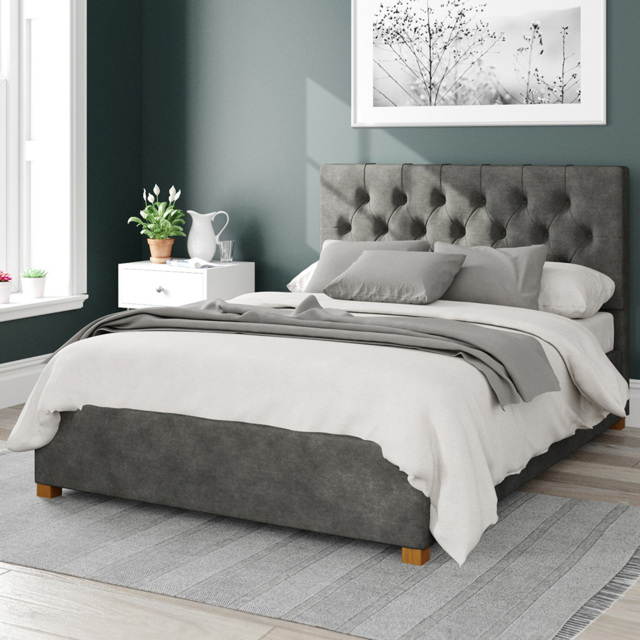 Aspire Olivier Super King Granite Kimiyo Linen Ottoman Bed - Grey - Aspire Beds - Wilko - image 1