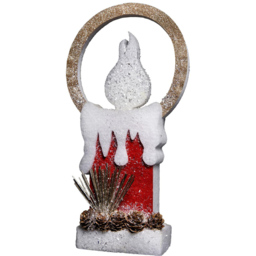 Shatchi Red Glitter Foam Snow Covered Pre Lit Candle Christmas Decoration 41cm - Size: 41 x 21.5 x 6cm - Wilko - thumbnail 1