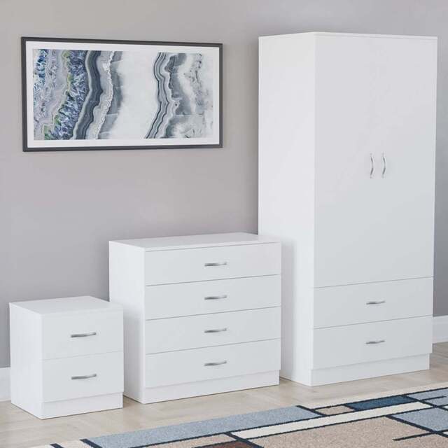 Vida Designs Riano White 3 Piece Bedroom Furniture Set - Wilko - image 1