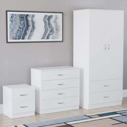 VIDA DESIGNS Riano White 3 Piece Bedroom Furniture Set - Wilko