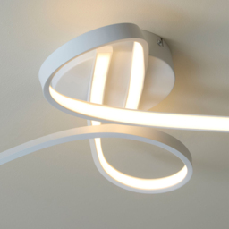 Lighting Collection Furness White Metal Twisted LED Flush Ceiling Light - Size: 71 x 13 x 35cm - Wilko - thumbnail 5