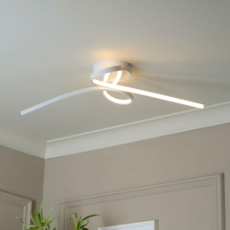Lighting Collection Furness White Metal Twisted LED Flush Ceiling Light - Size: 71 x 13 x 35cm - Wilko - thumbnail 3