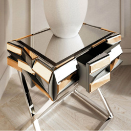 CARME Home Knightsbridge Mirrored Side Table Rose Gold - Size: 35 x 70 x 50cm - Wilko - thumbnail 5