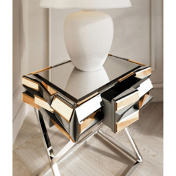 CARME Home Knightsbridge Mirrored Side Table Rose Gold - Size: 35 x 70 x 50cm - Wilko - thumbnail 4