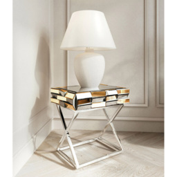 CARME Home Knightsbridge Mirrored Side Table Rose Gold - Size: 35 x 70 x 50cm - Wilko - thumbnail 6