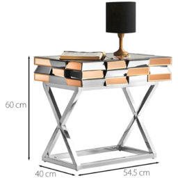 CARME Home Knightsbridge Mirrored Side Table Rose Gold - Size: 35 x 70 x 50cm - Wilko - thumbnail 7