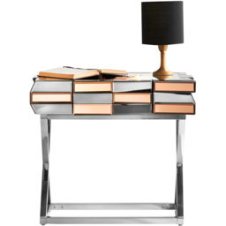 CARME Home Knightsbridge Mirrored Side Table Rose Gold - Size: 35 x 70 x 50cm - Wilko - thumbnail 3